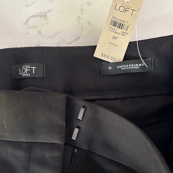 LOFT Marisa Skinny Ankle Pants stretch trousers in BLACK - Picture 7 of 7